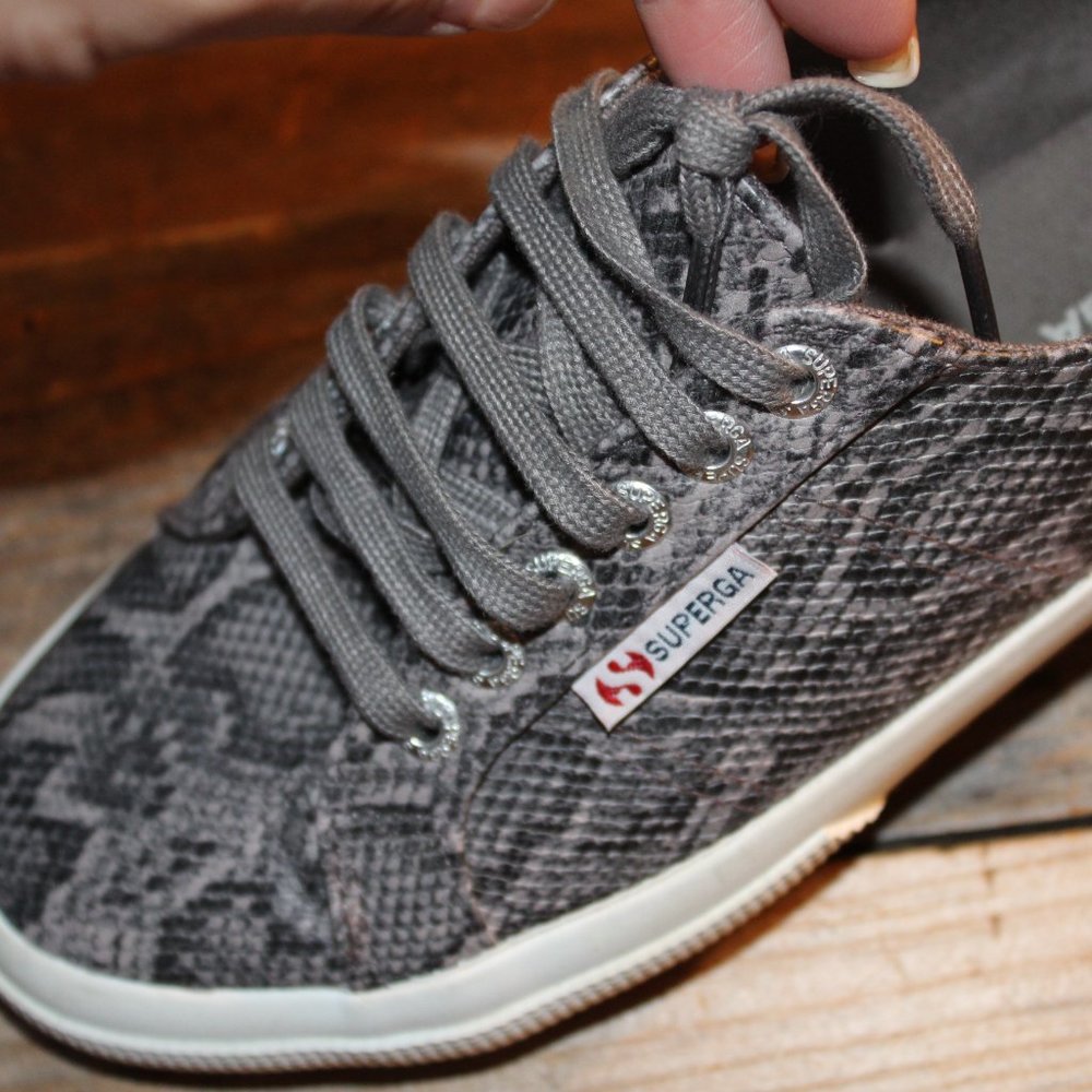 Superga Fantasia Grey Snake Print Womens Sneakers 8.5 New